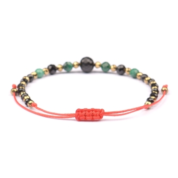 Bransoletka celebrytka czarny TURMALIN MALACHIT HEMATYT ochrona i odwaga